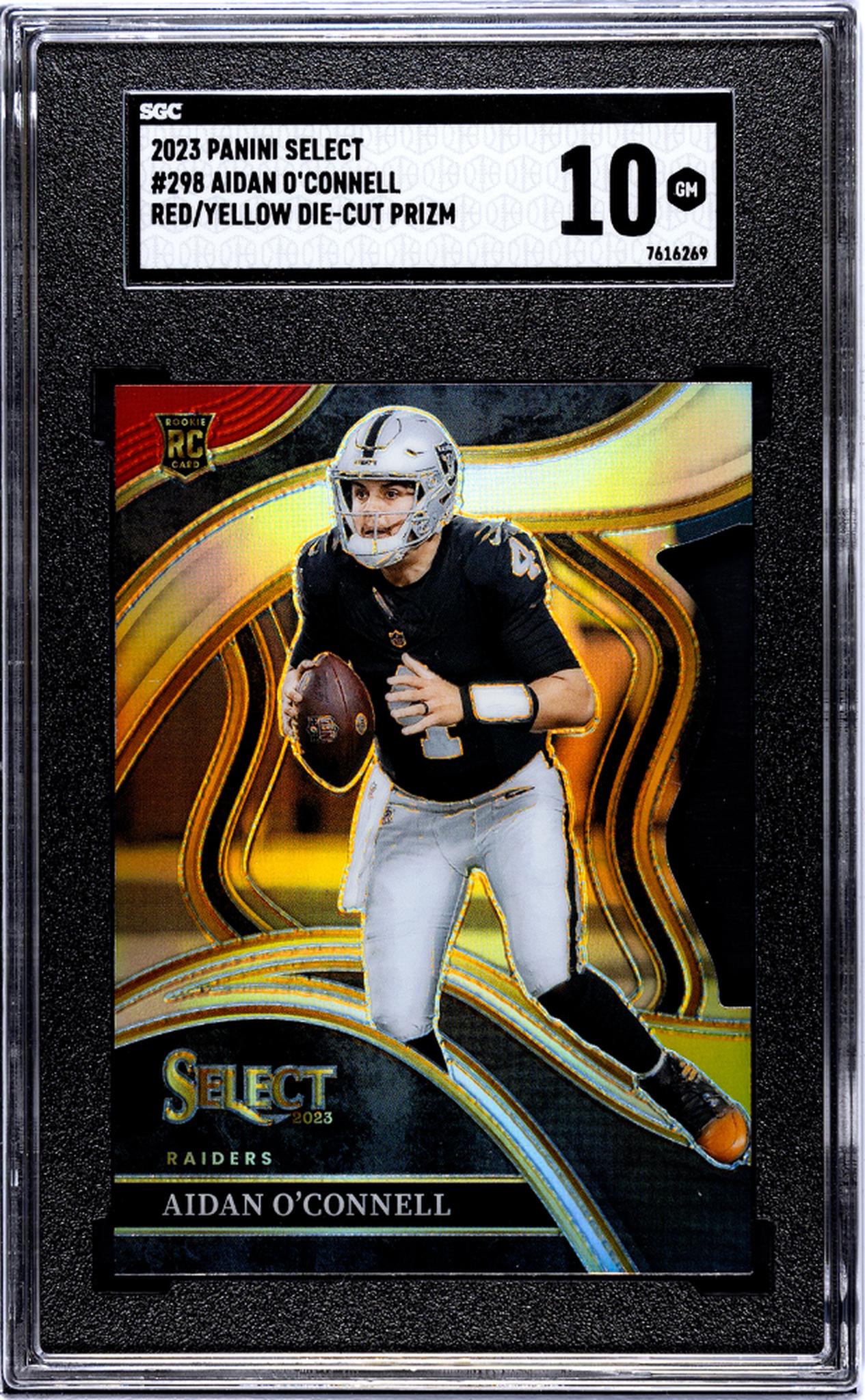 2023 Panini Select Red/Yellow Prizm Aidan O'Connell #298 RC SGC 10