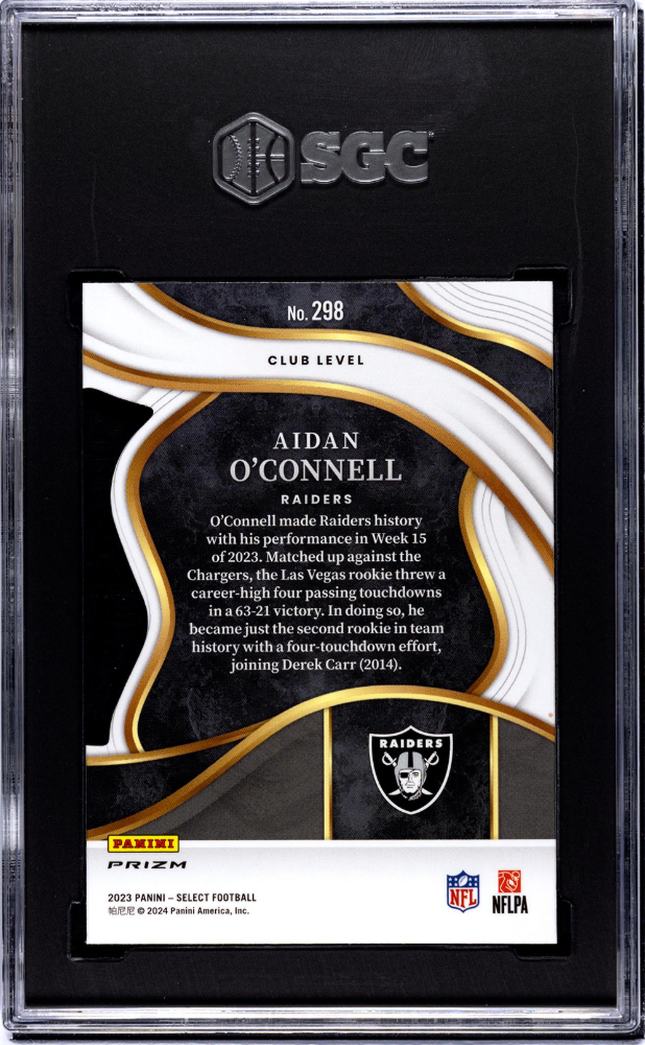 2023 Panini Select Red/Yellow Prizm Aidan O'Connell #298 RC SGC 10