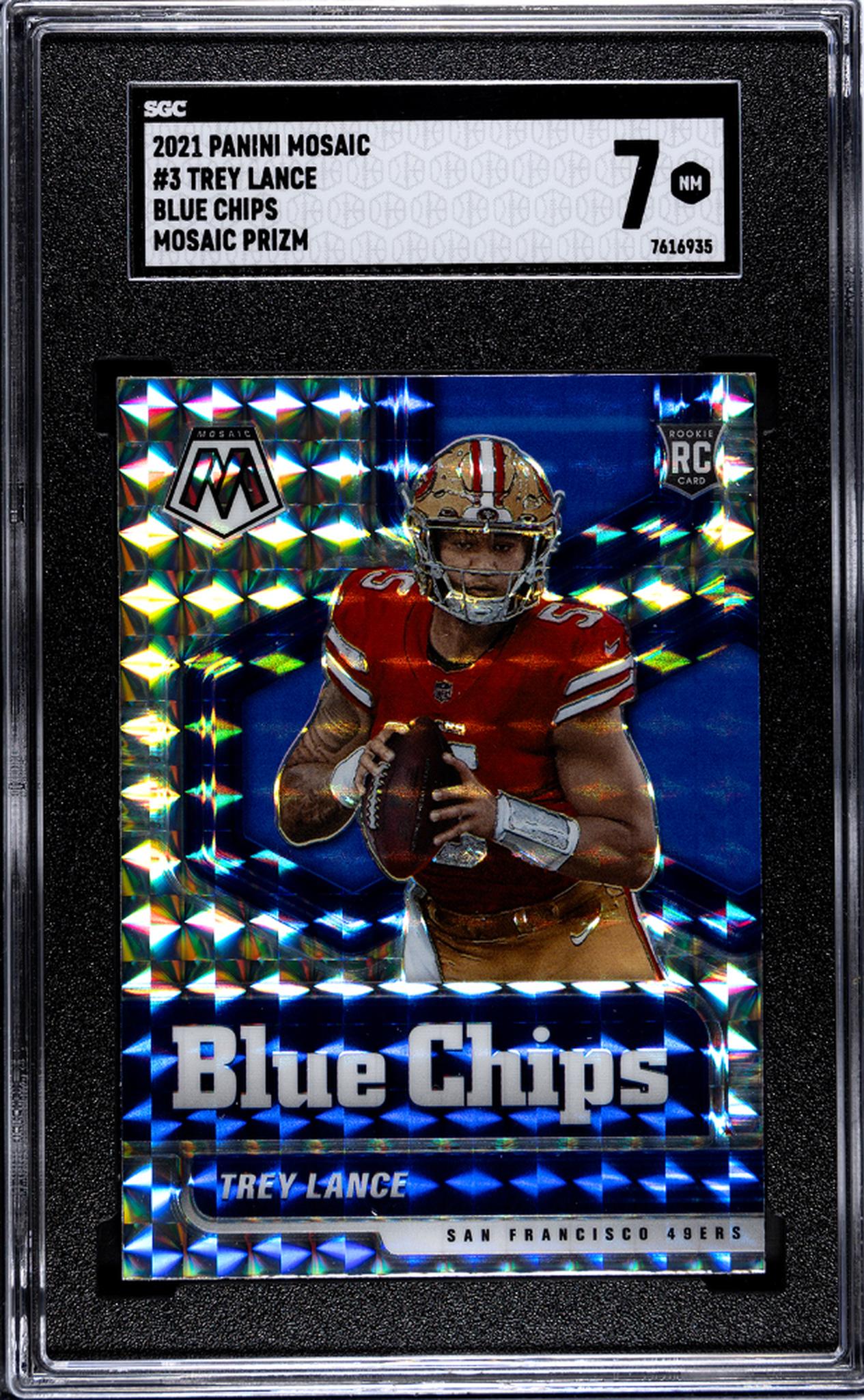 2021 Panini Mosaic #3 Trey Lance Blue Chips Mosaic Rookie  SGC 7