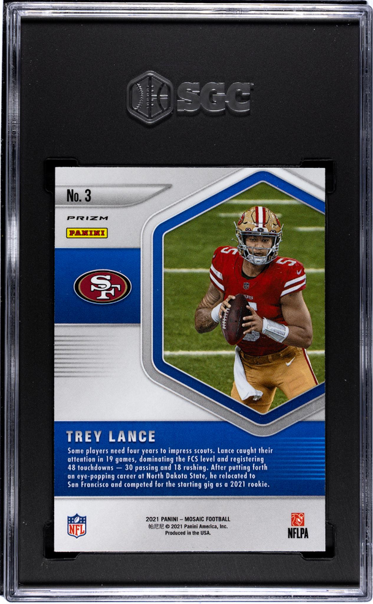 2021 Panini Mosaic #3 Trey Lance Blue Chips Mosaic Rookie  SGC 7