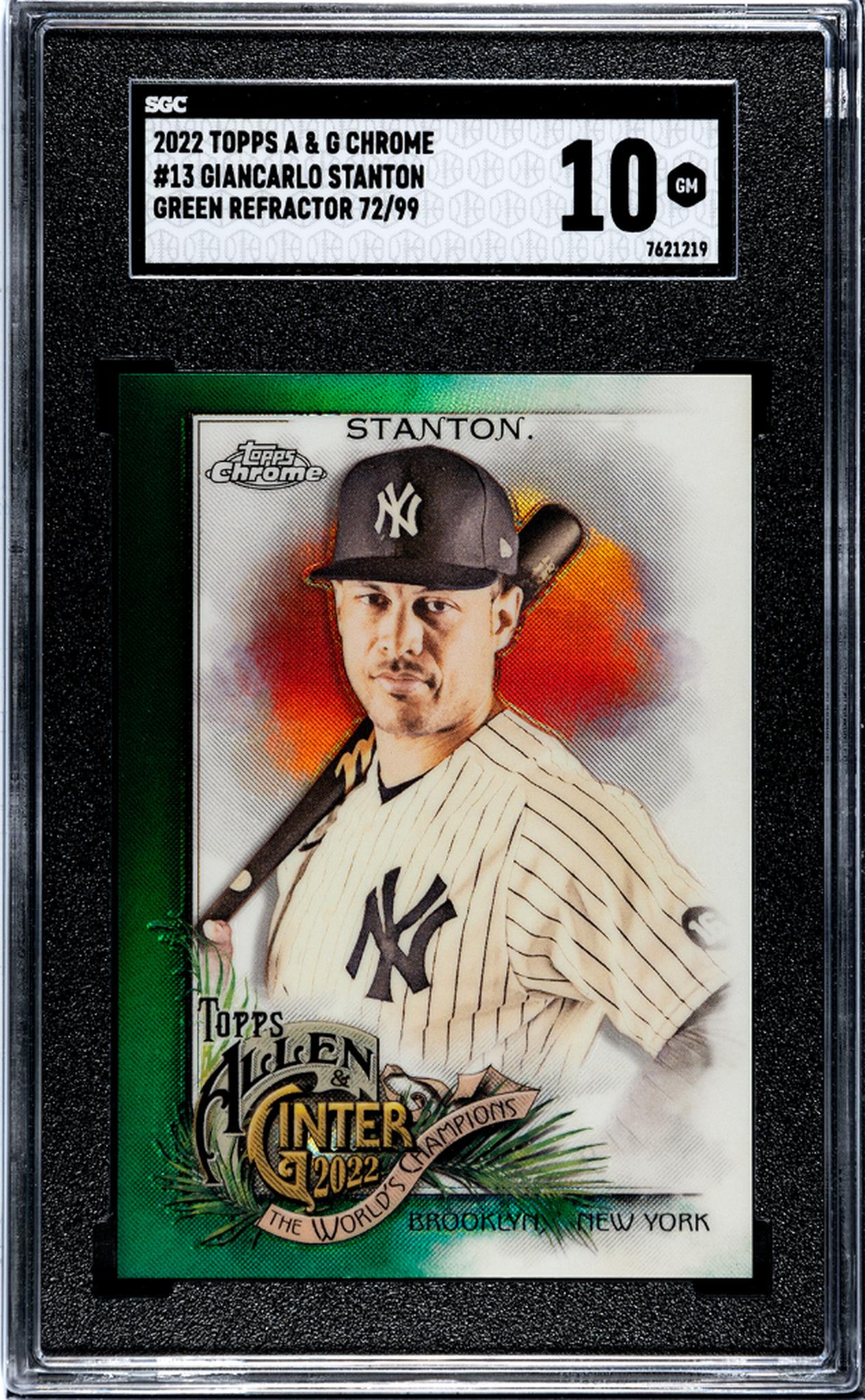 2022 Topps A & G Chrome #13 Giancarlo Stanton Green Refractor /99 SGC 10