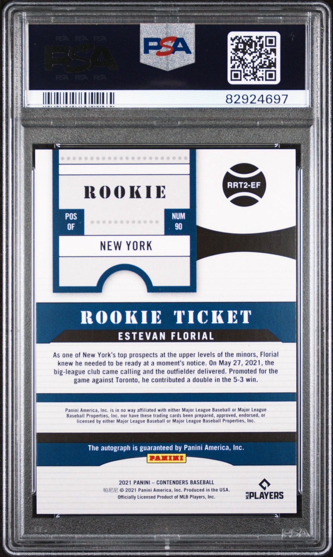 2021 Panini Contenders 2000 Retro Rookie Ticket Autographs #RRT2EF Estevan Florial Cracked Ice PSA 10