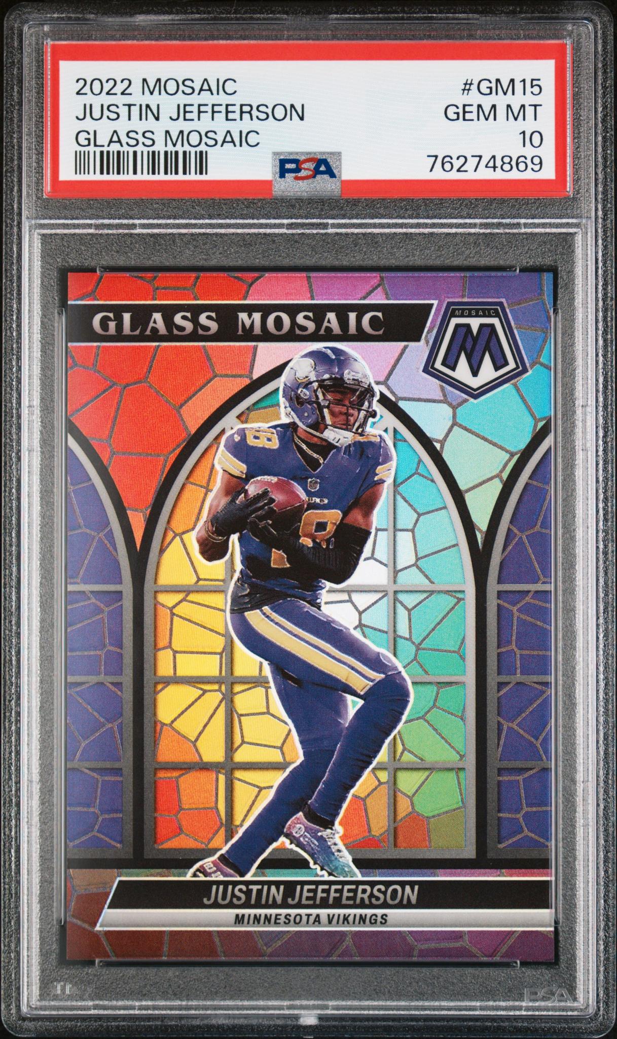 2022 Panini Mosaic Glass Mosaic Justin Jefferson #15 PSA 10