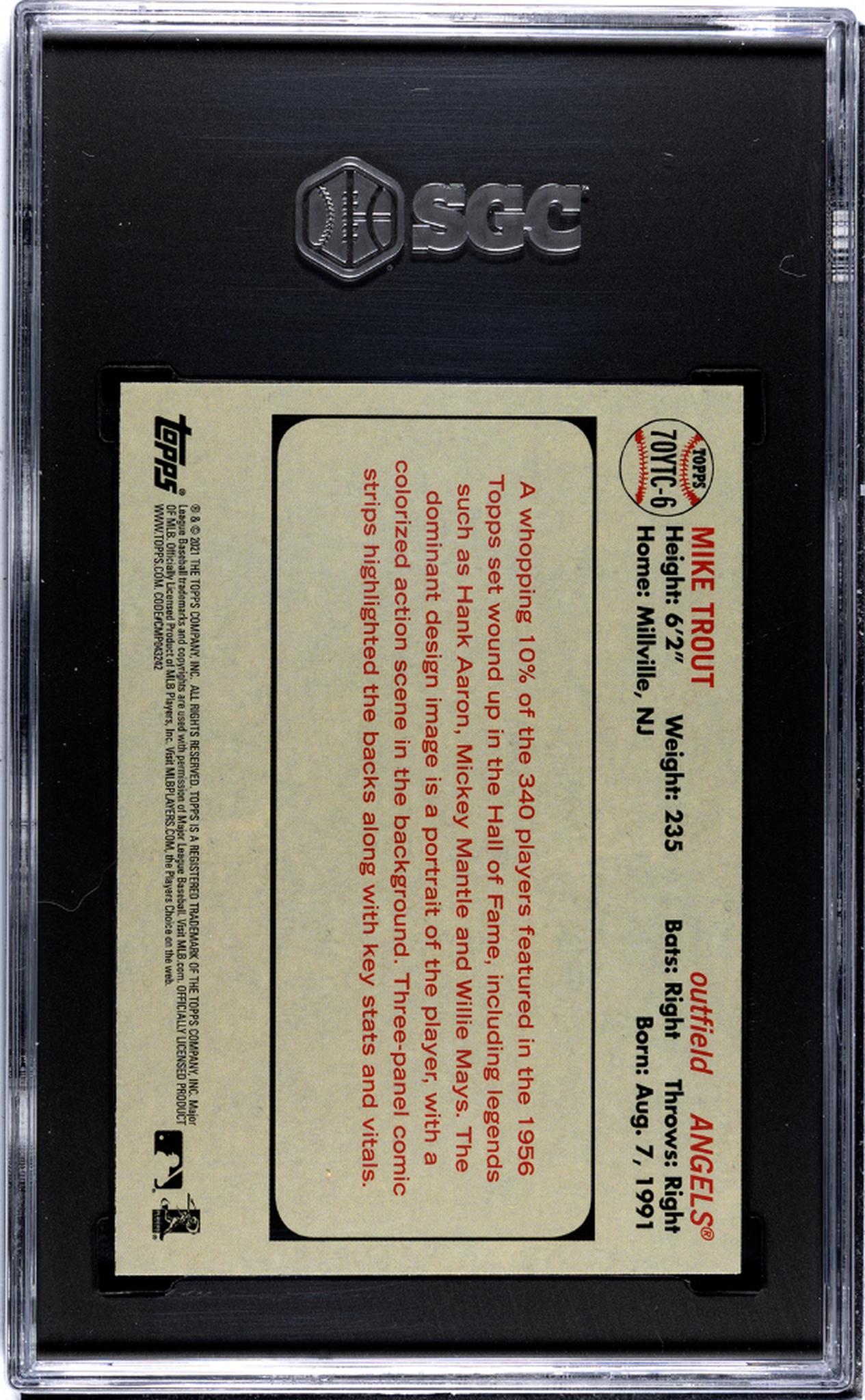 2021 Topps #70YTC-6 Mike Trout 70 Years Of Topps Chrome SGC 9.5