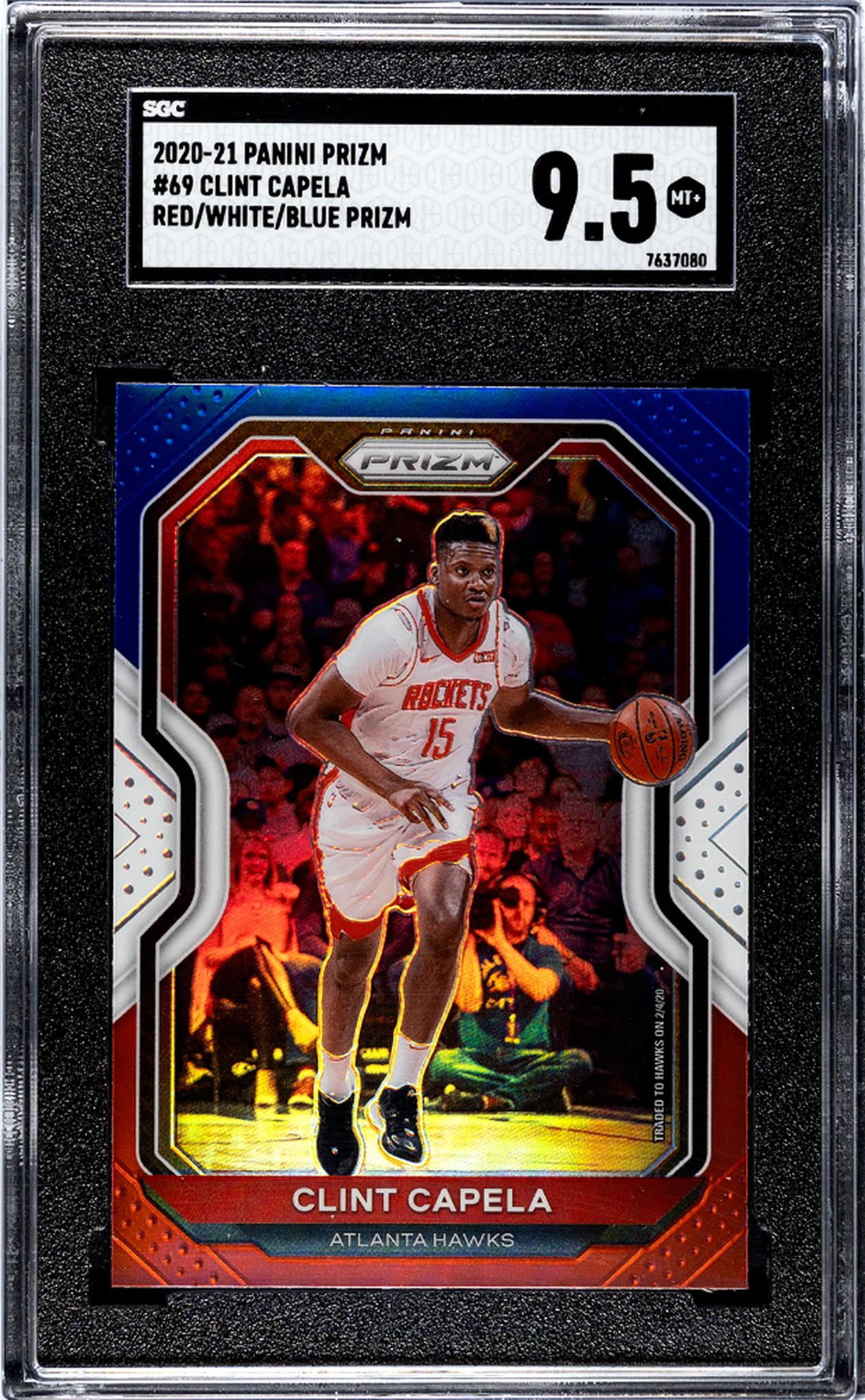 2020-21 Panini Prizm #69 Clint Capela Red/White/Blue Prizm SGC 9.5