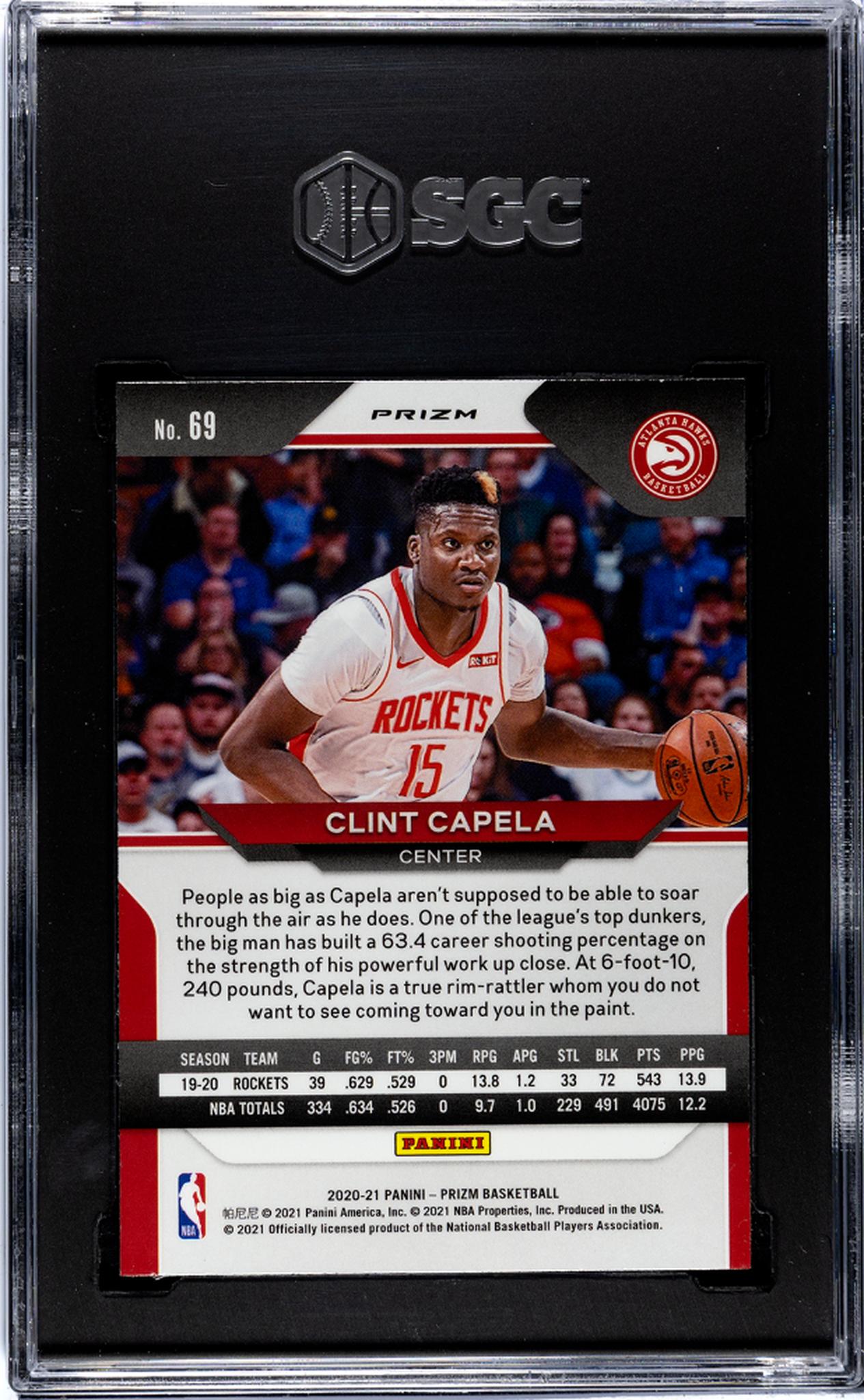 2020-21 Panini Prizm #69 Clint Capela Red/White/Blue Prizm SGC 9.5