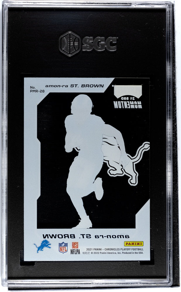 2021 Panini Chronicles #PMR-28 Amon-Ra St. Brown Playoff Momentum SGC 9