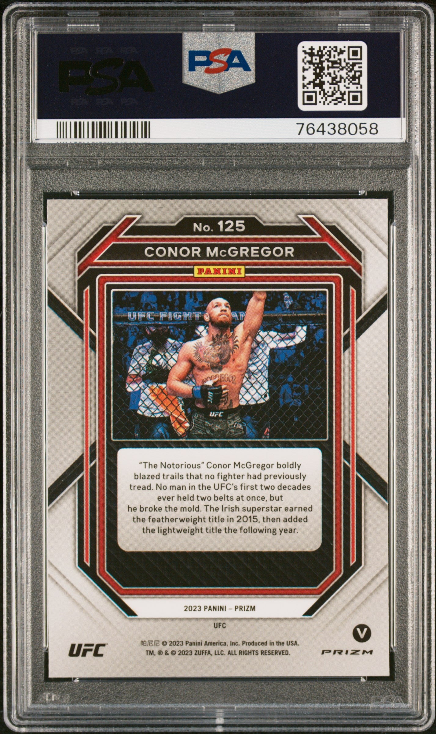 2023 Panini Prizm Under Card Prizm Conor McGregor #125 PSA 10