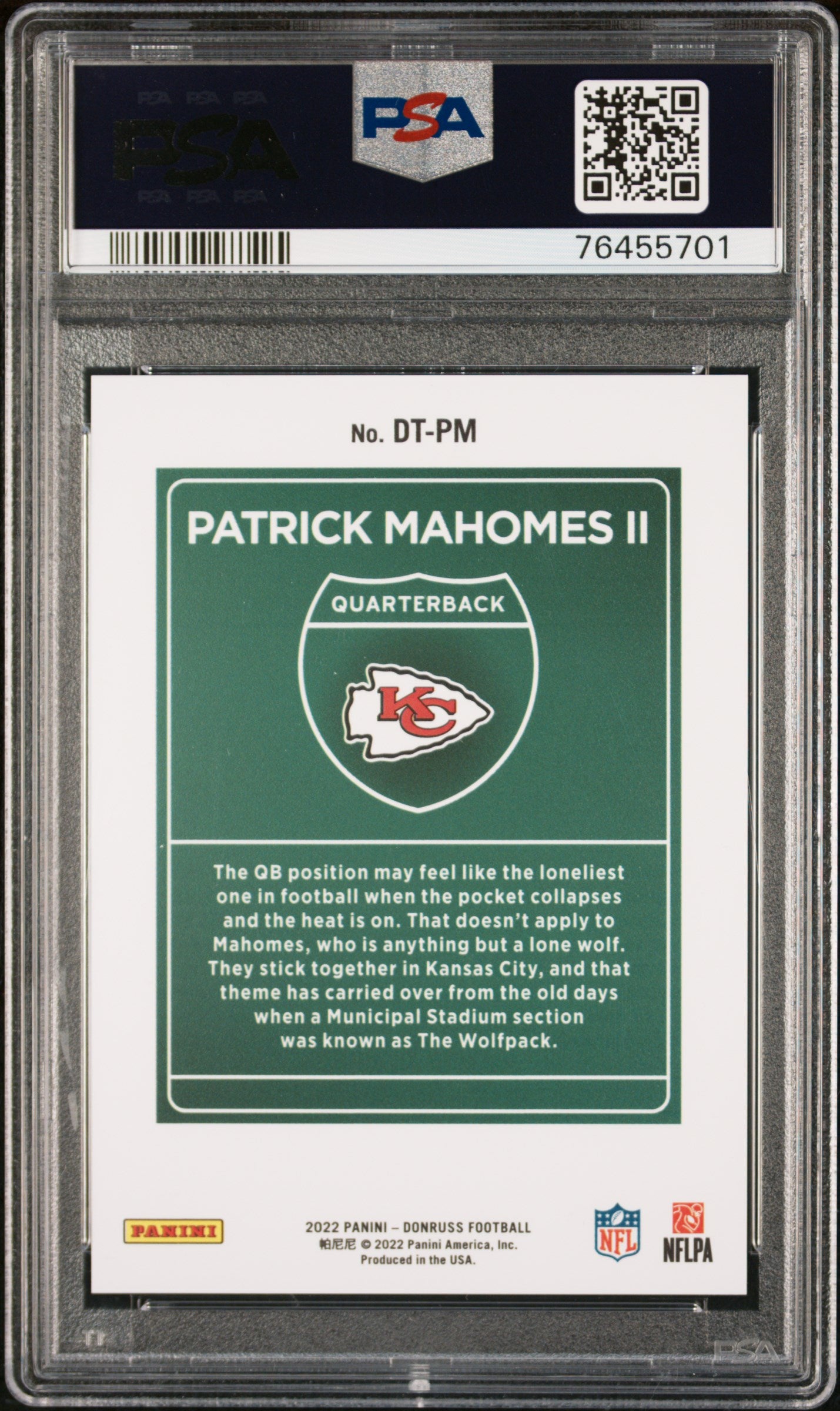 2022 Donruss Optic Downtown Patrick Mahomes II #DT-PM PSA 10