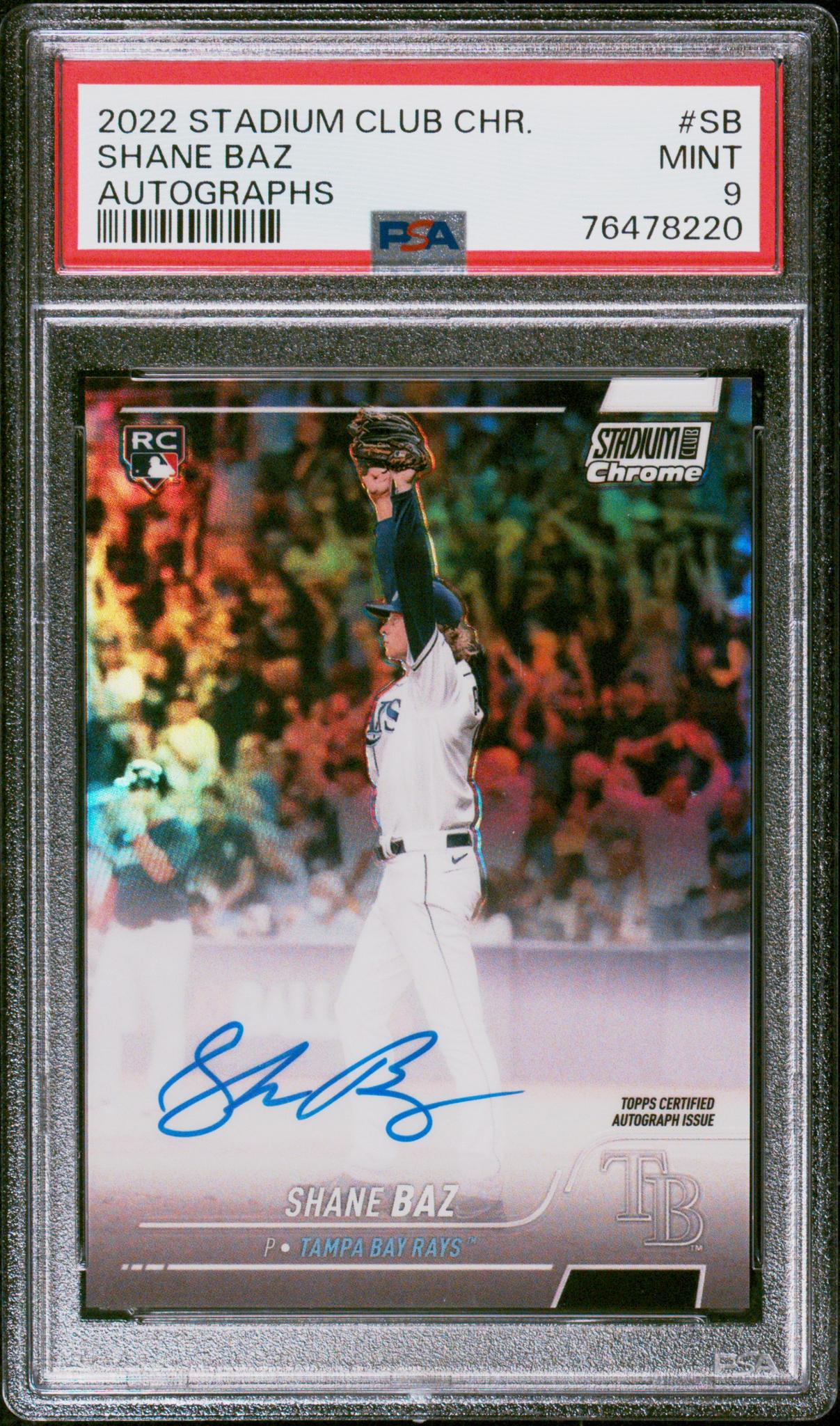 2022 Topps Stadium Club Chrome Autographs Shane Baz #SCCBA-SB RC Auto PSA 9