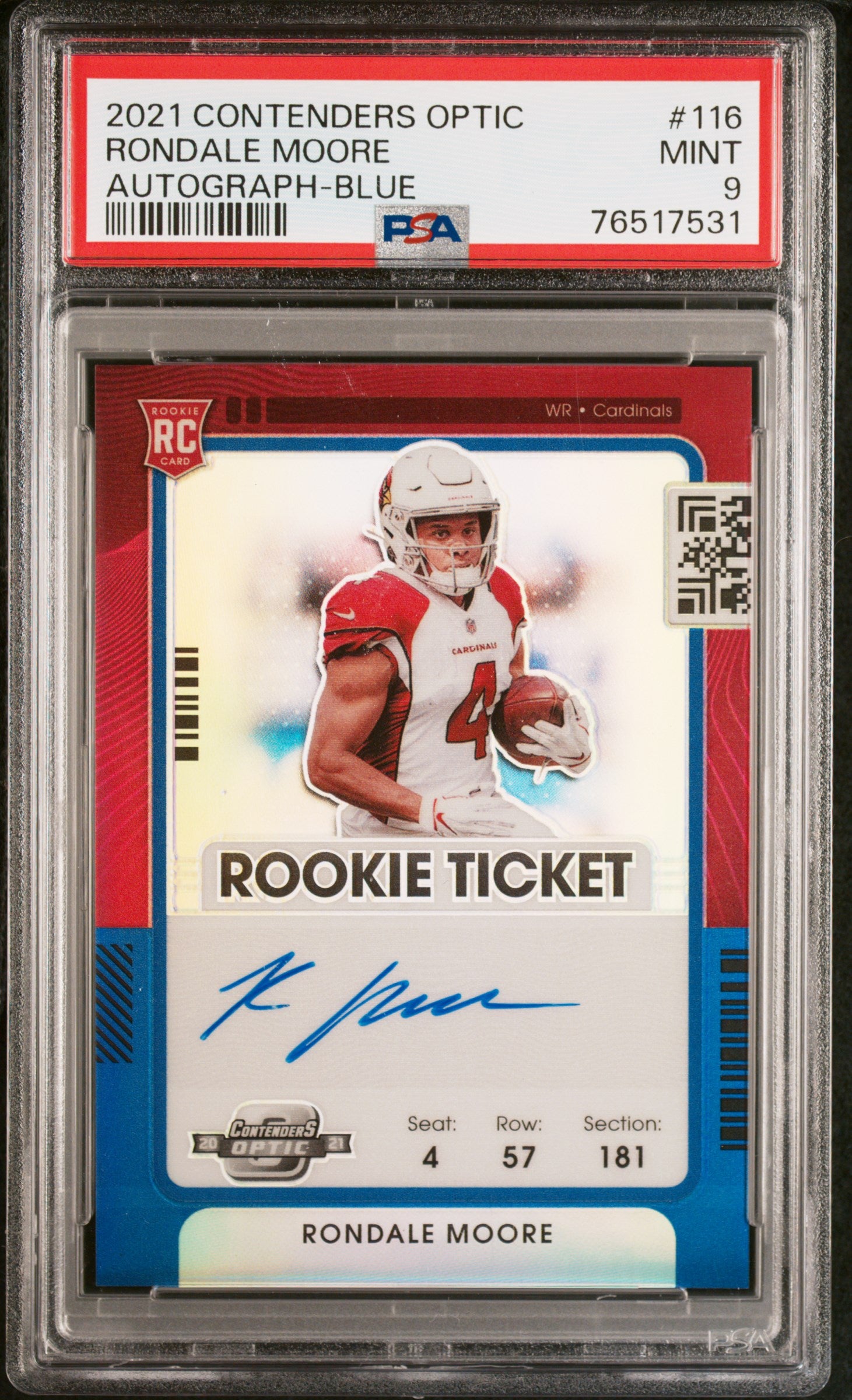 2021 Panini Contenders Optic Rondale Moore #116 /50 PSA 9