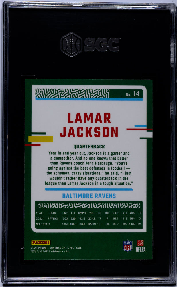 2023 Donruss Optic #14 Lamar Jackson SGC 9