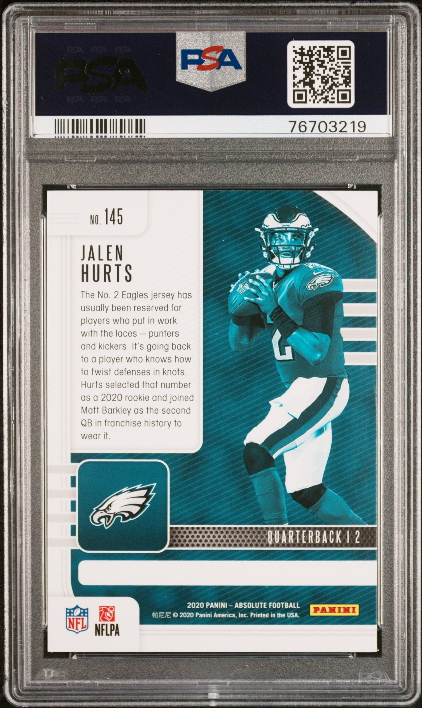 2020 Absolute #145 Jalen Hurts PSA 10