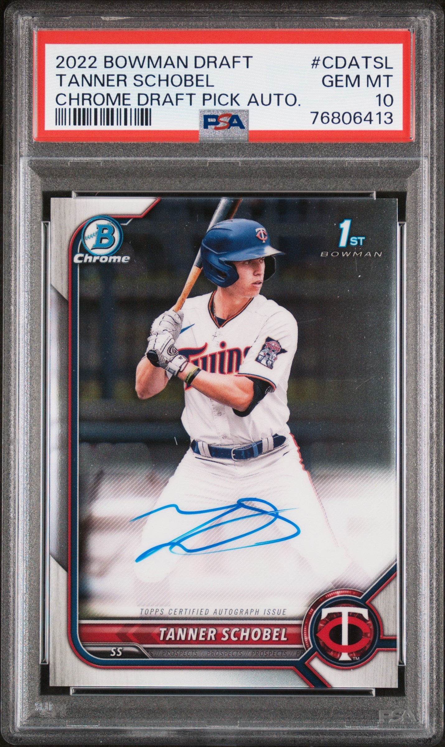 2022 Bowman Draft Chrome Tanner Schobel #CDA-TSL Auto PSA 10