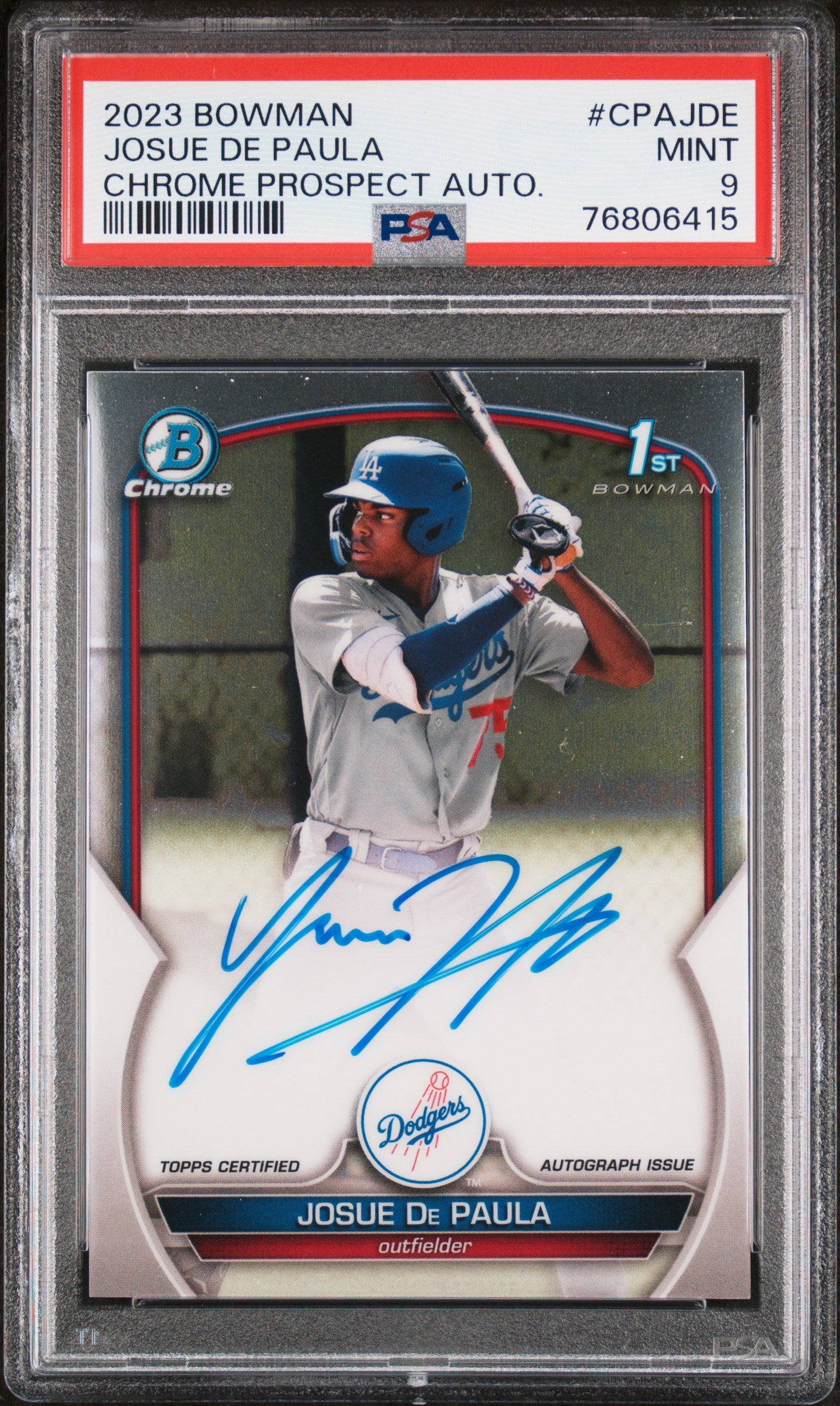 2023 Bowman Chrome Prospect Auto Josue De Paula #CPA-JDE PSA 9
