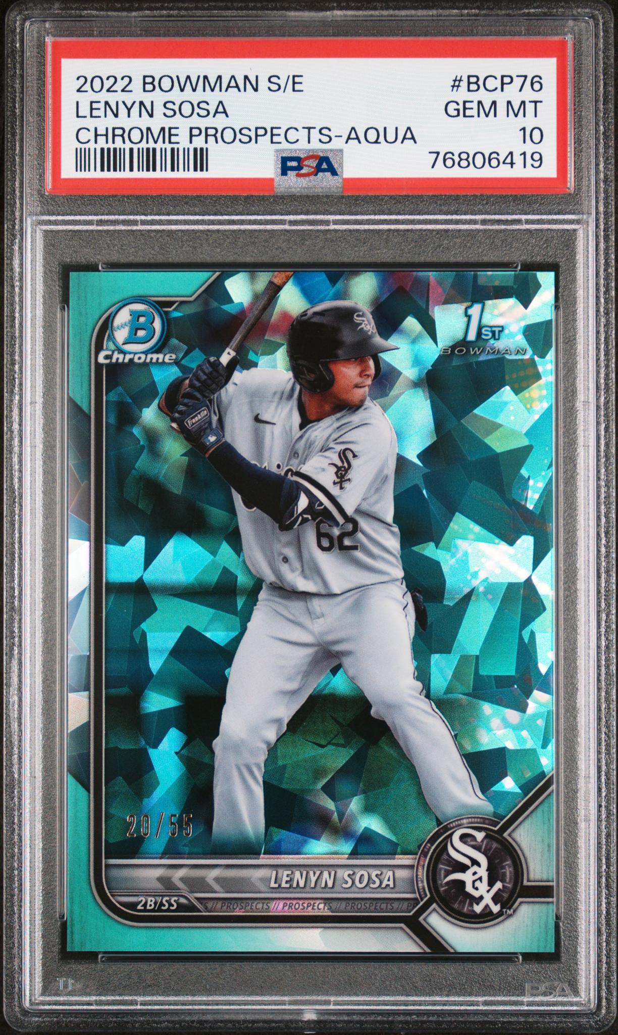 2022 Topps Bowman Sapphire Aqua Lenyn Sosa #BCP76 1st Bowman /55 PSA 10