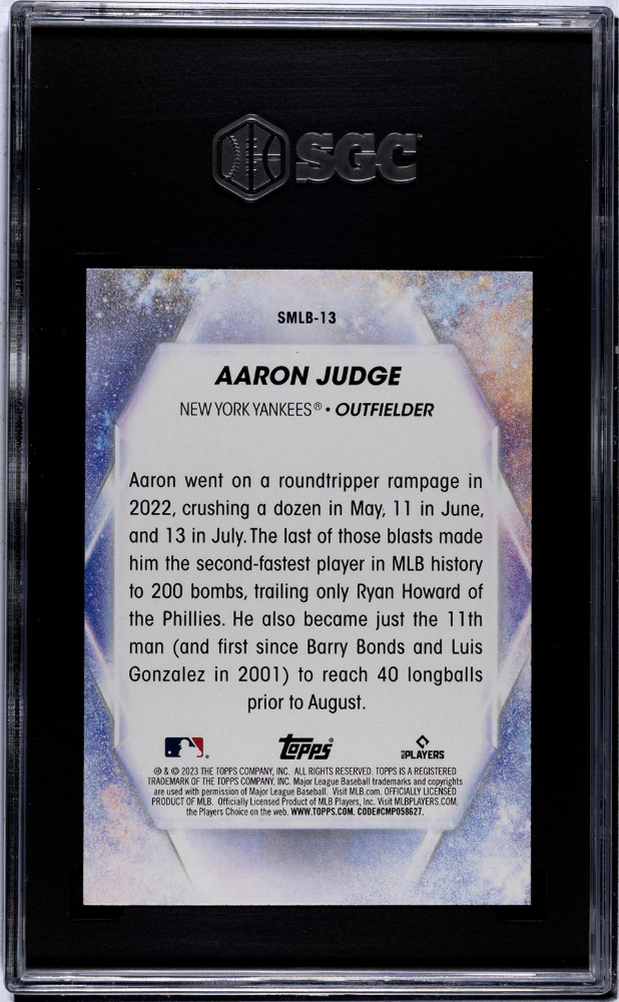 2023 Topps #SMLB-13 Aaron Judge Stars of MLB SGC 10