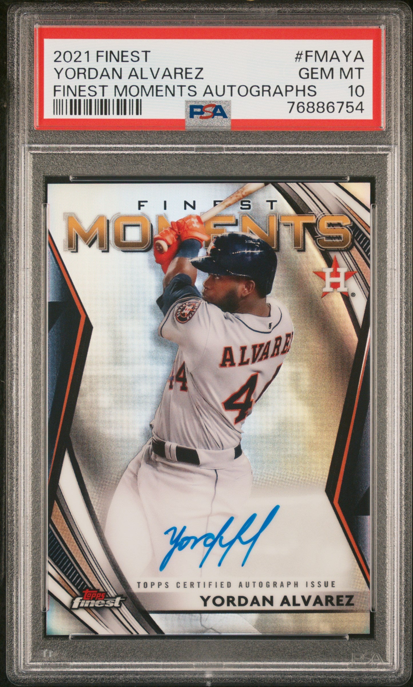 2021 Topps Finest Finest Moments Autographs Yordan Alvarez #FMAYA PSA 10