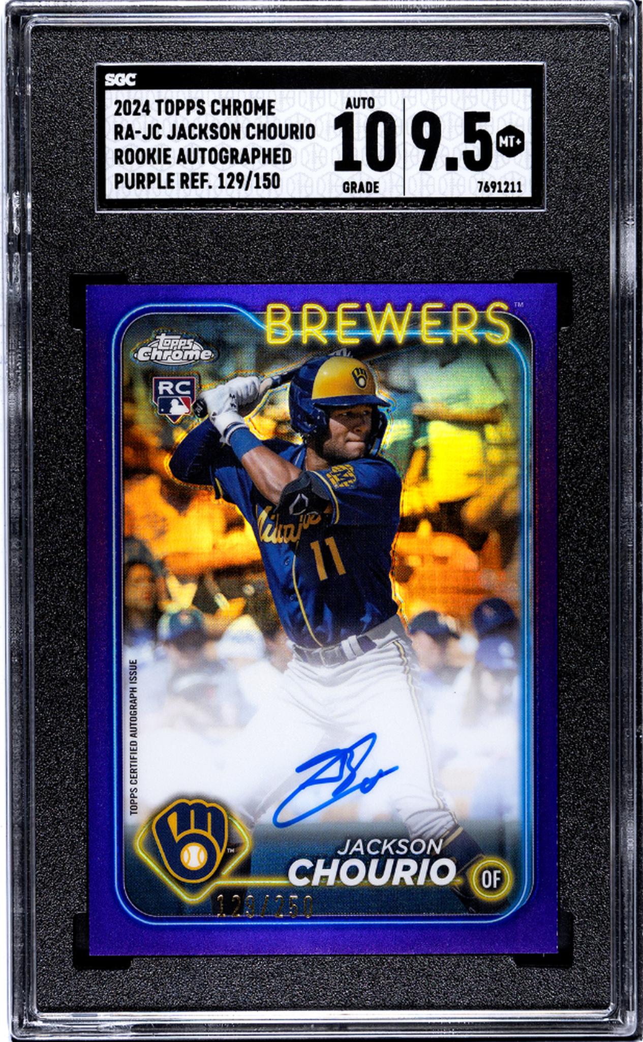 2024 Topps Chrome #RA-JC Jackson Chourio Rookie Autographed /150 Auto SGC 9.5