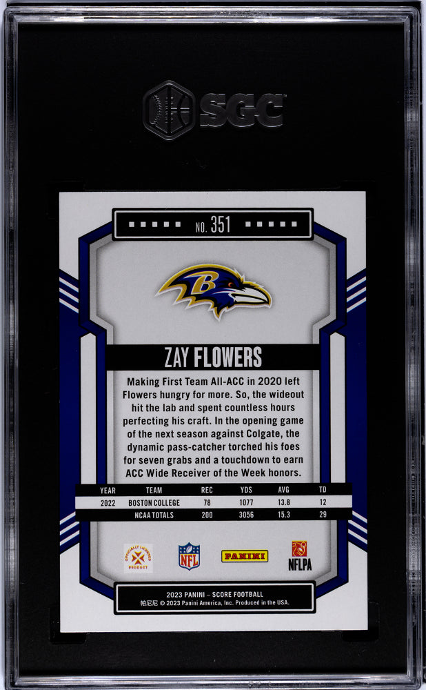 2023 Panini Score Zay Flowers #351 RC SGC 10