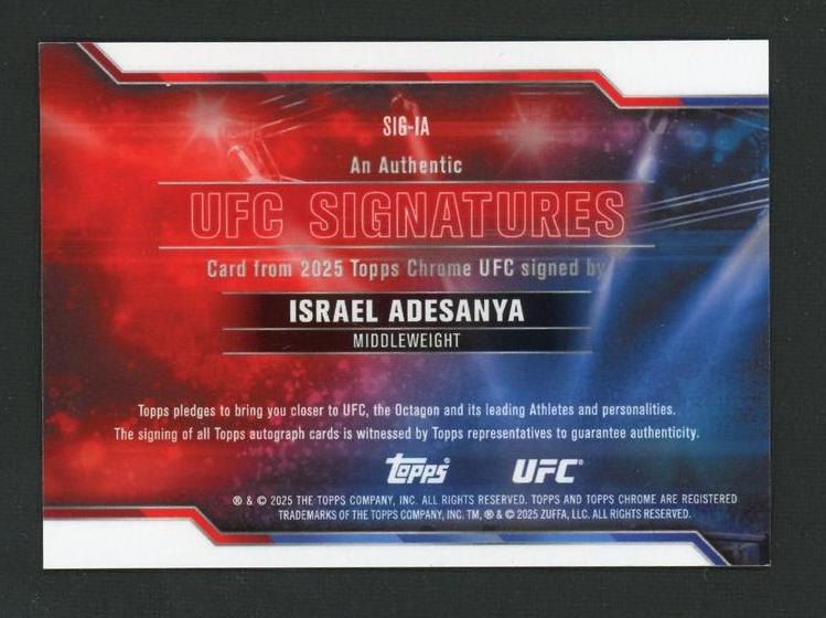 2023 Topps Chrome SIG-IA Israel Adesanya UFC Signatures /10 Auto