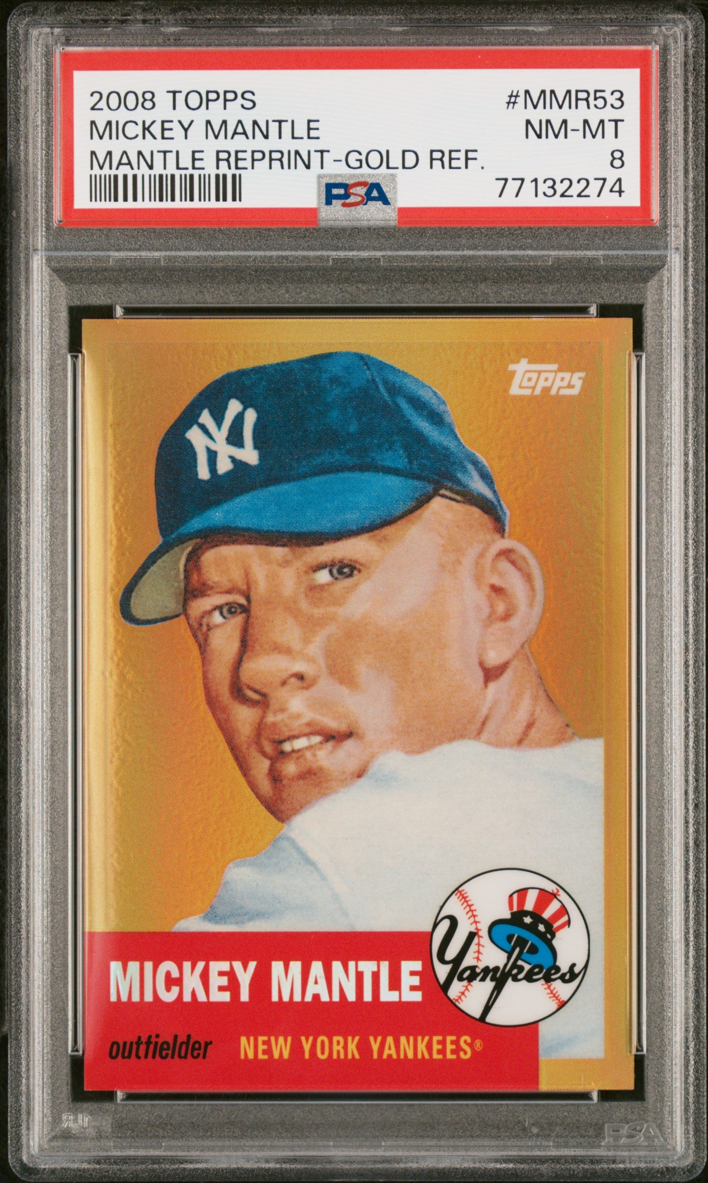2008 Topps #MMR53 Mickey Mantle Reprint-Gold Ref. PSA 8