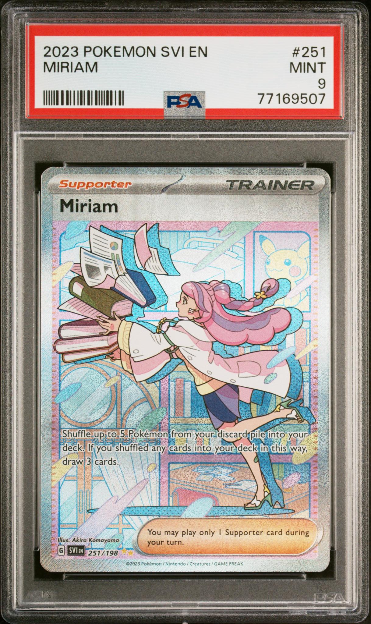 2023 Pokémon Scarlet & Violet Trainer Miriam Illustration Rare #251/198 PSA 9
