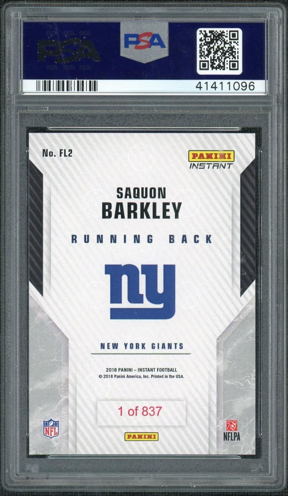 2018 Panini Instant NFL Rps First Look Saquon Barkley #FL2 PSA 9