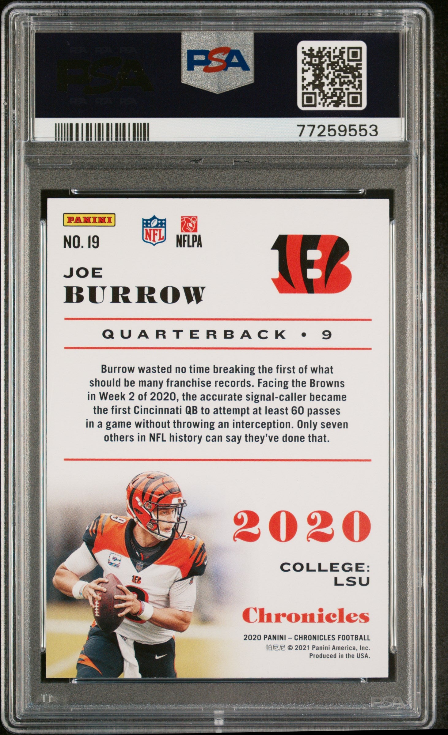 2020 Chronicles #19 Joe Burrow PSA 9