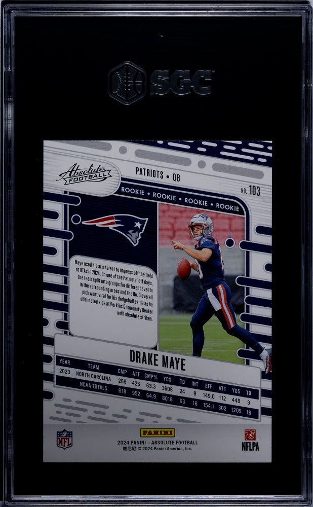 2024 Panini Absolute #103 Drake Maye Green SGC 10