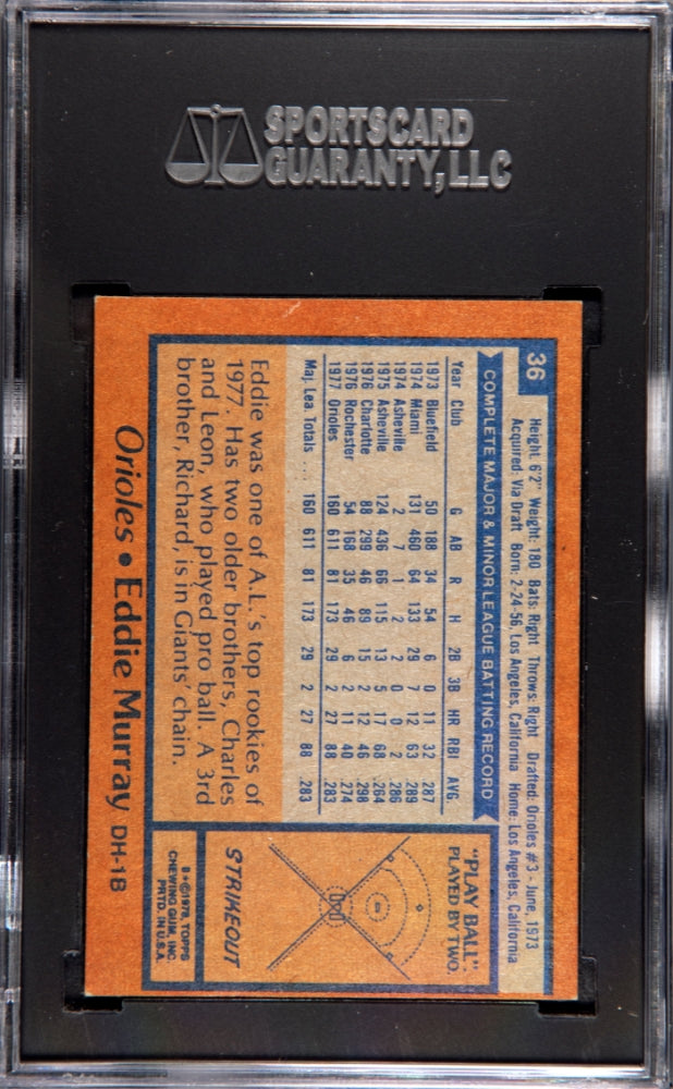 1978 Topps #36 Eddie Murray SGC 7