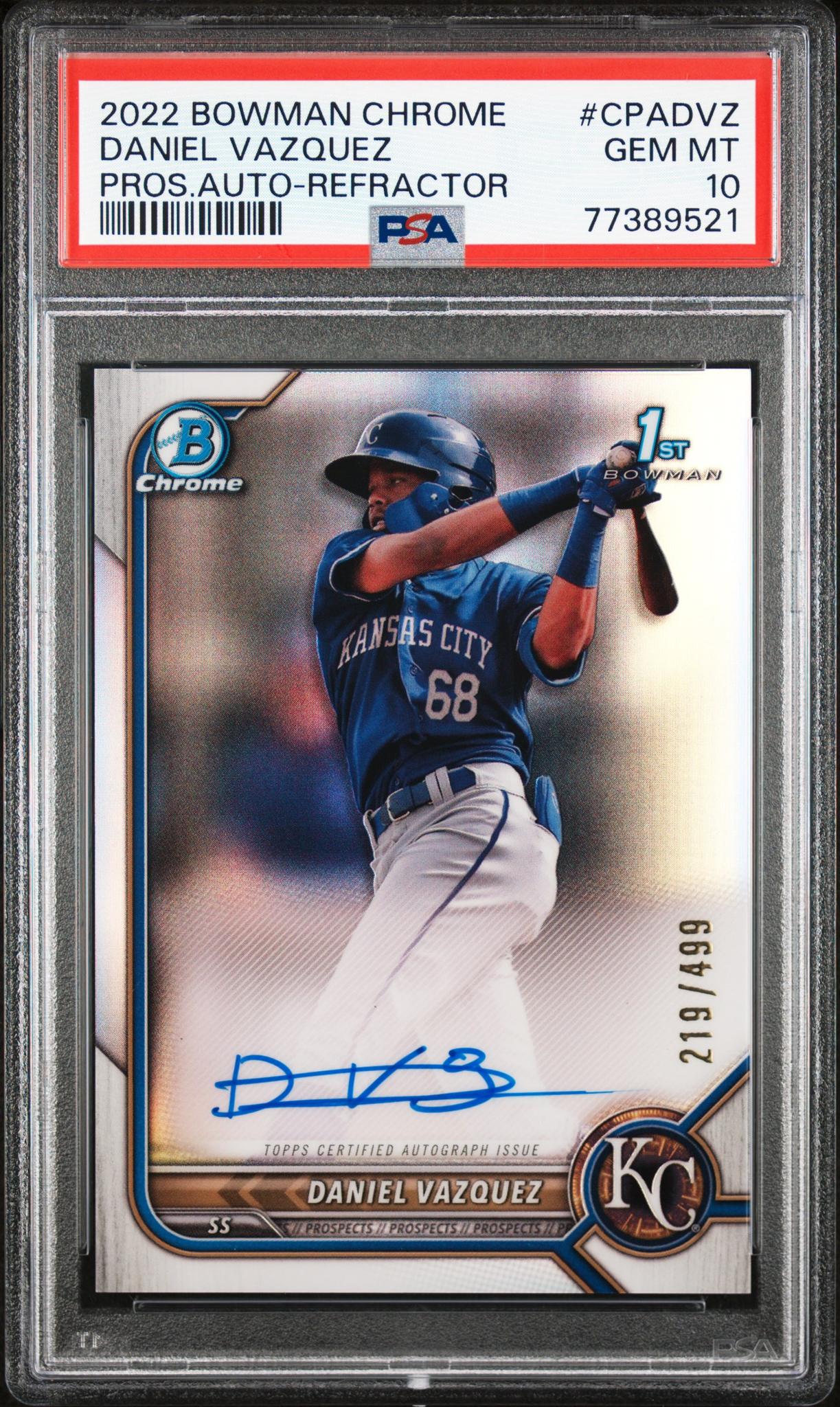 2022 Bowman Chrome Refractor Daniel Vazquez #CPA-DVZ Auto /499 PSA 10