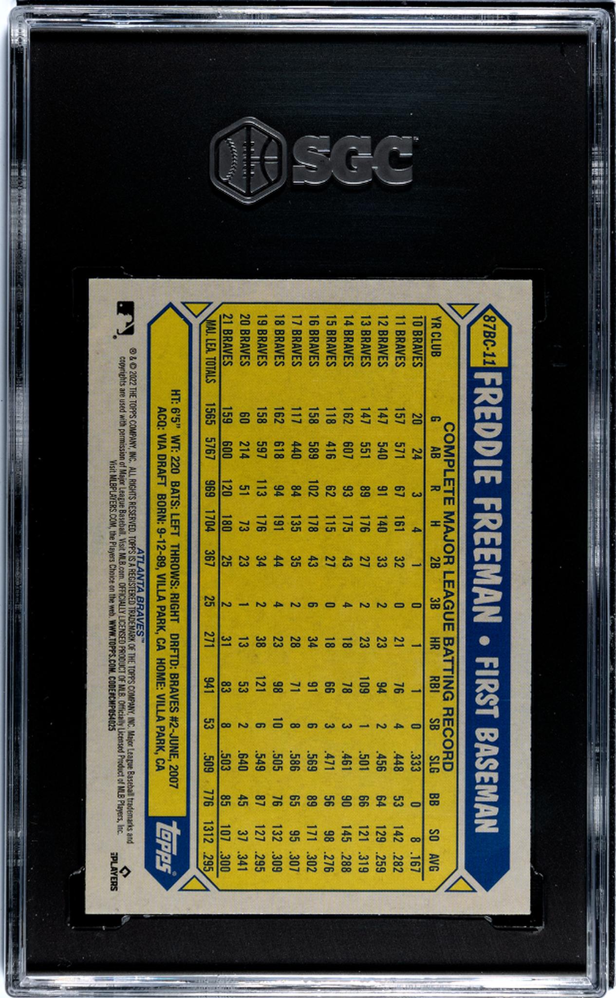 2022 Topps Chrome '87 Design Freddie Freeman #87BC-11 SGC 9
