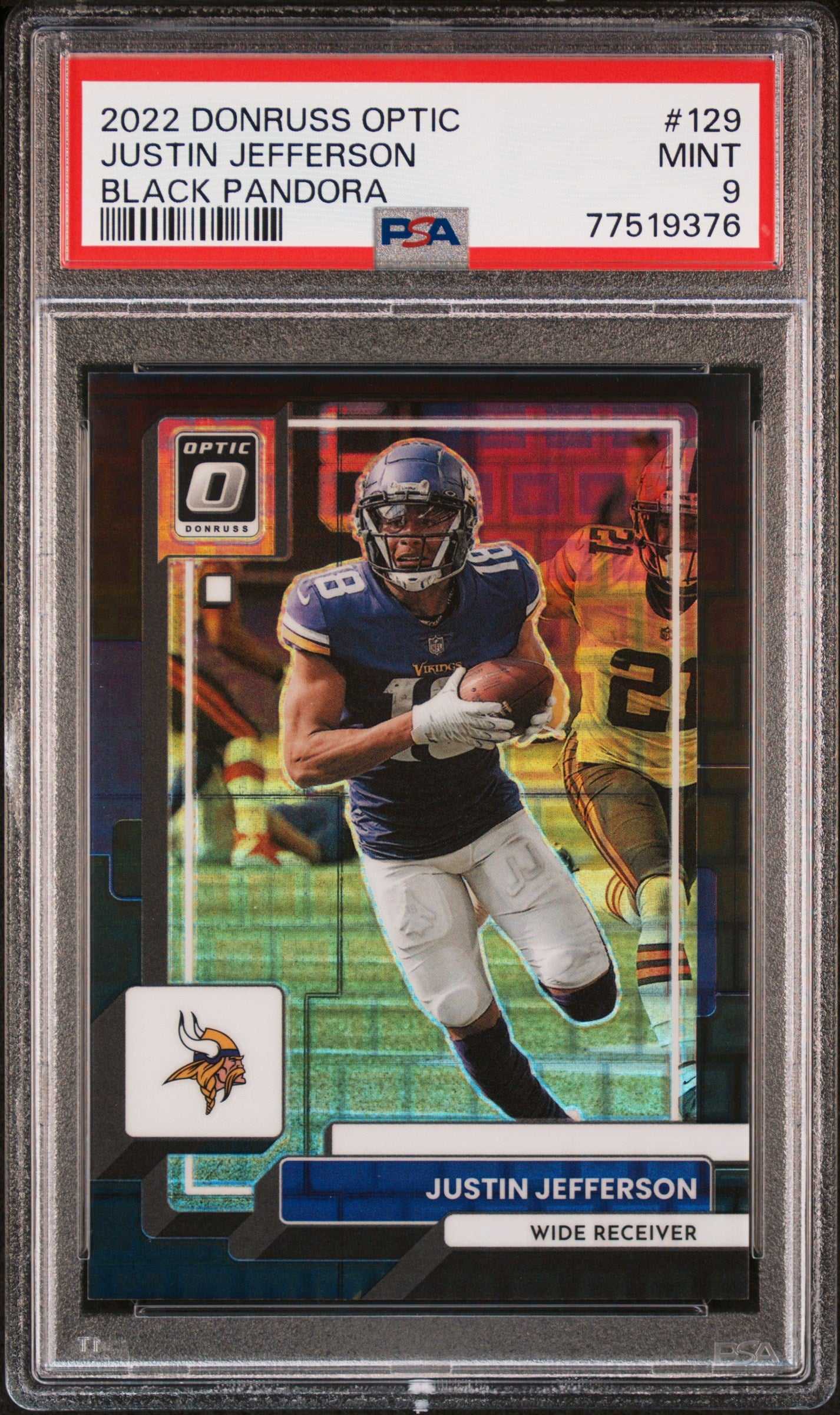 2022 Panini Donruss Optic Black Pandora Justin Jefferson #129 /25 PSA 9