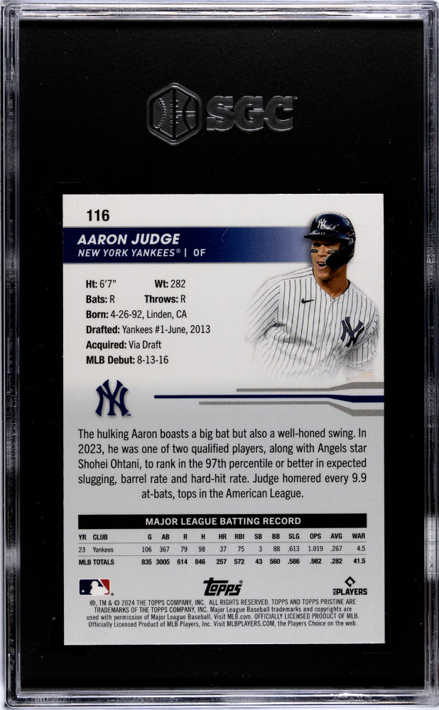 2024 Topps Pristine #116 Aaron Judge SGC 10