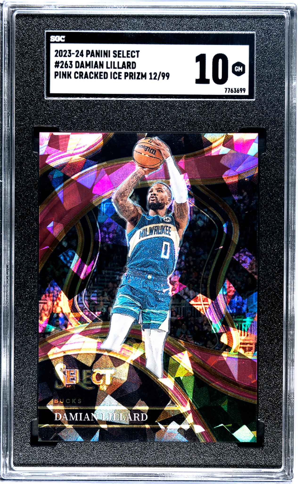 2023 Panini Select #263 Damian Lillard Courtside Pink /99 SGC 10 Gem Mint