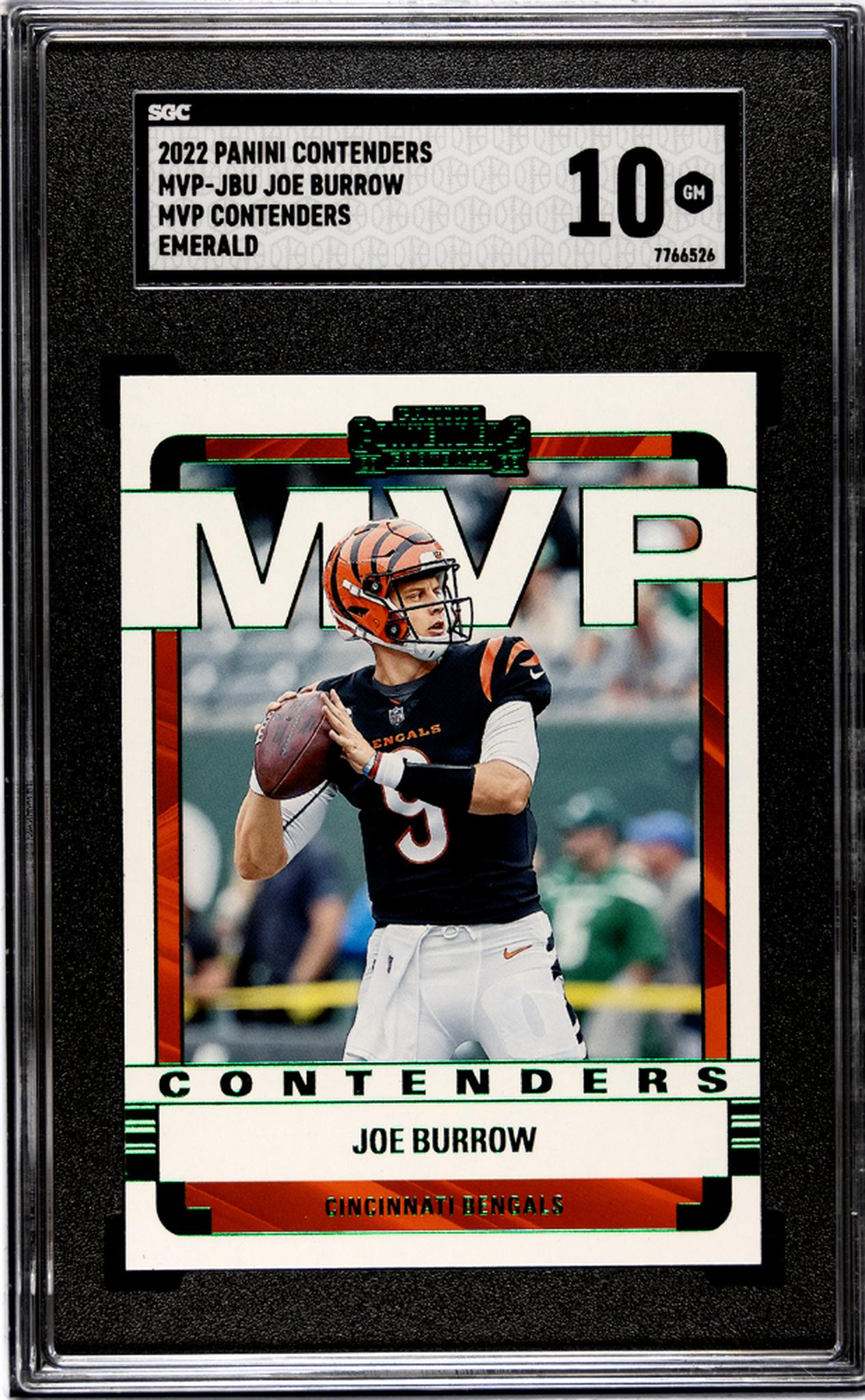 2022 Panini Contenders MVP Emerald Joe Burrow #MVP-JBU SGC 10