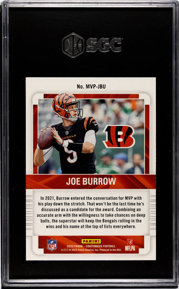 2022 Panini Contenders MVP Emerald Joe Burrow #MVP-JBU SGC 10