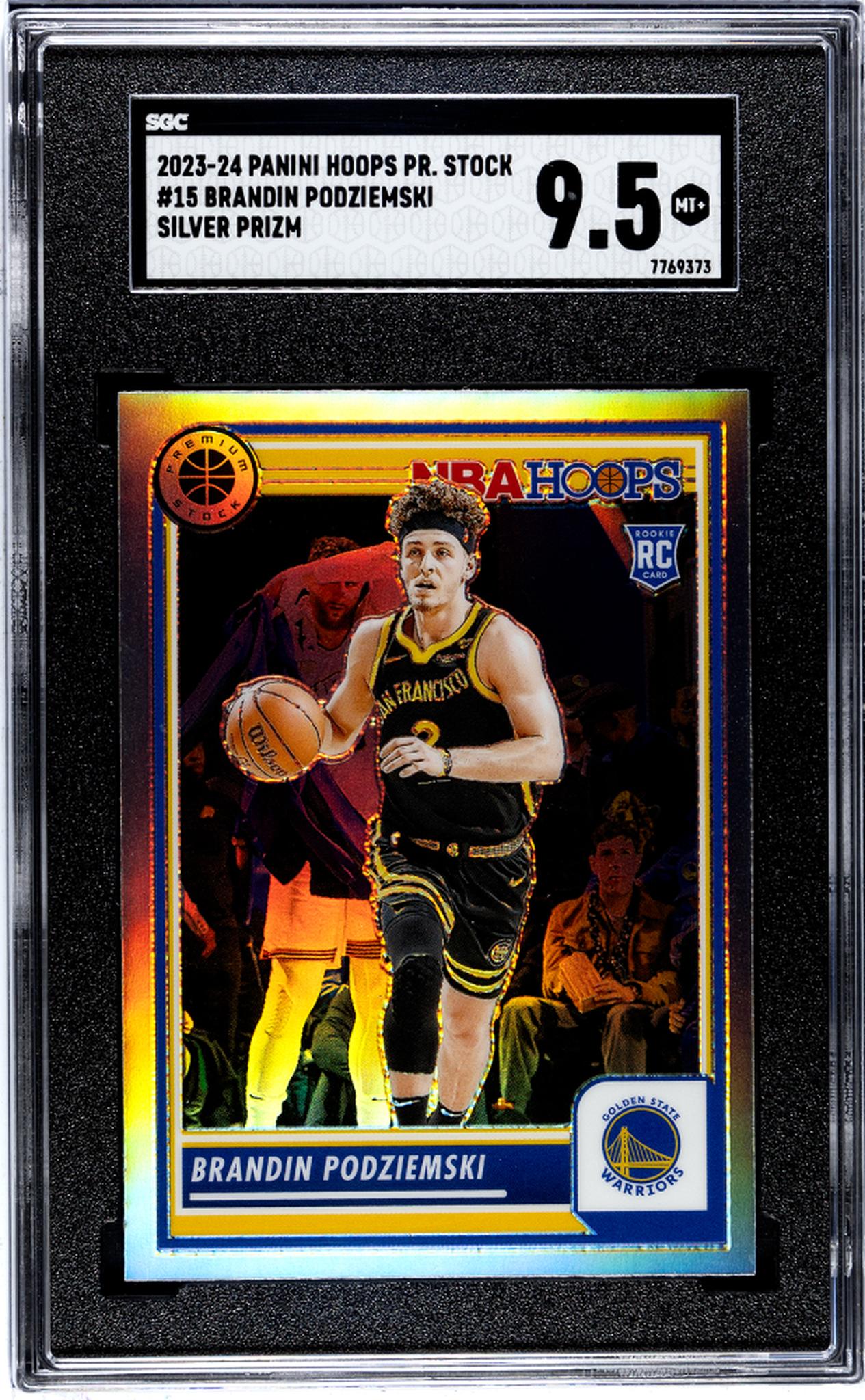 2023 Panini Hoops Pr. Stock Silver Prizm Brandin Podziemski #15 RC SGC 9.5