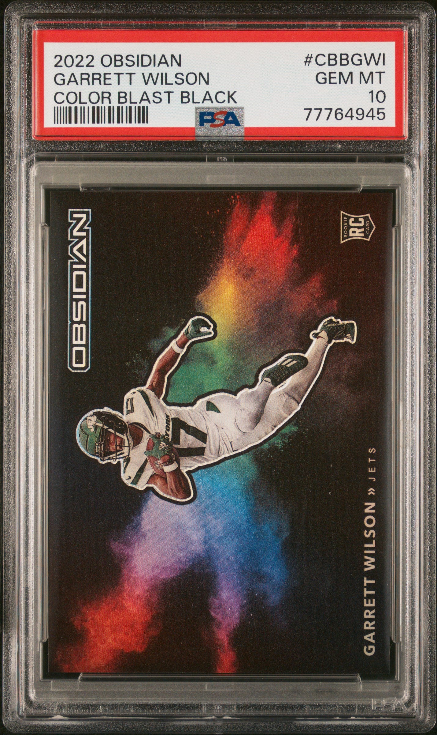 2022 Panini Obsidian Color Blast Black Garrett Wilson #CBB-GWI RC PSA 10