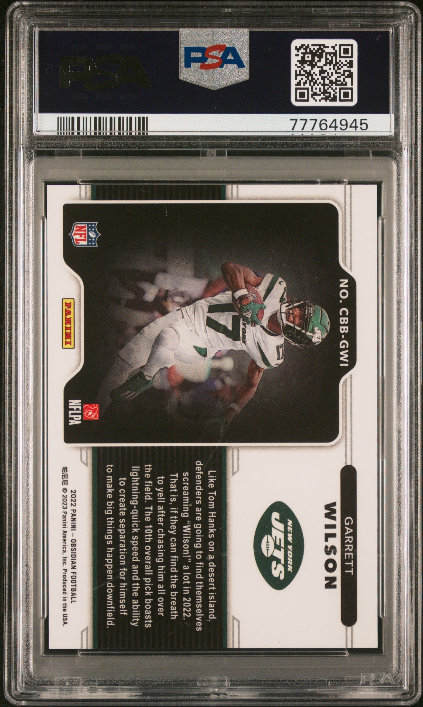 2022 Panini Obsidian Color Blast Black Garrett Wilson #CBB-GWI RC PSA 10