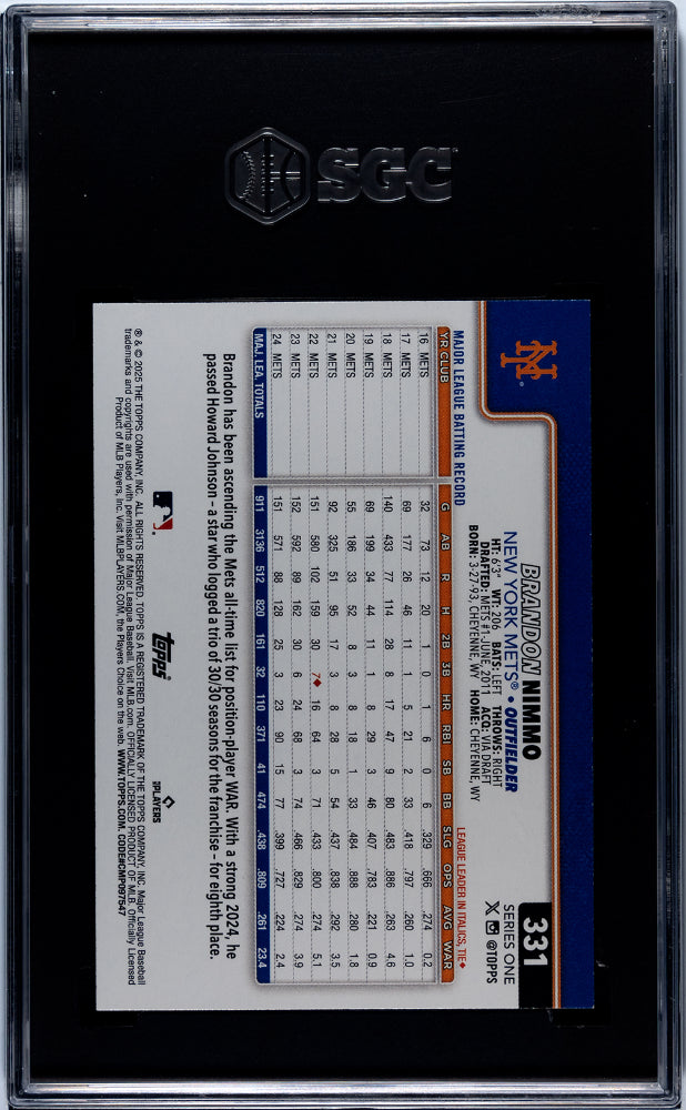 2025 Topps Series One Brandon Nimmo #331 SGC 9.5