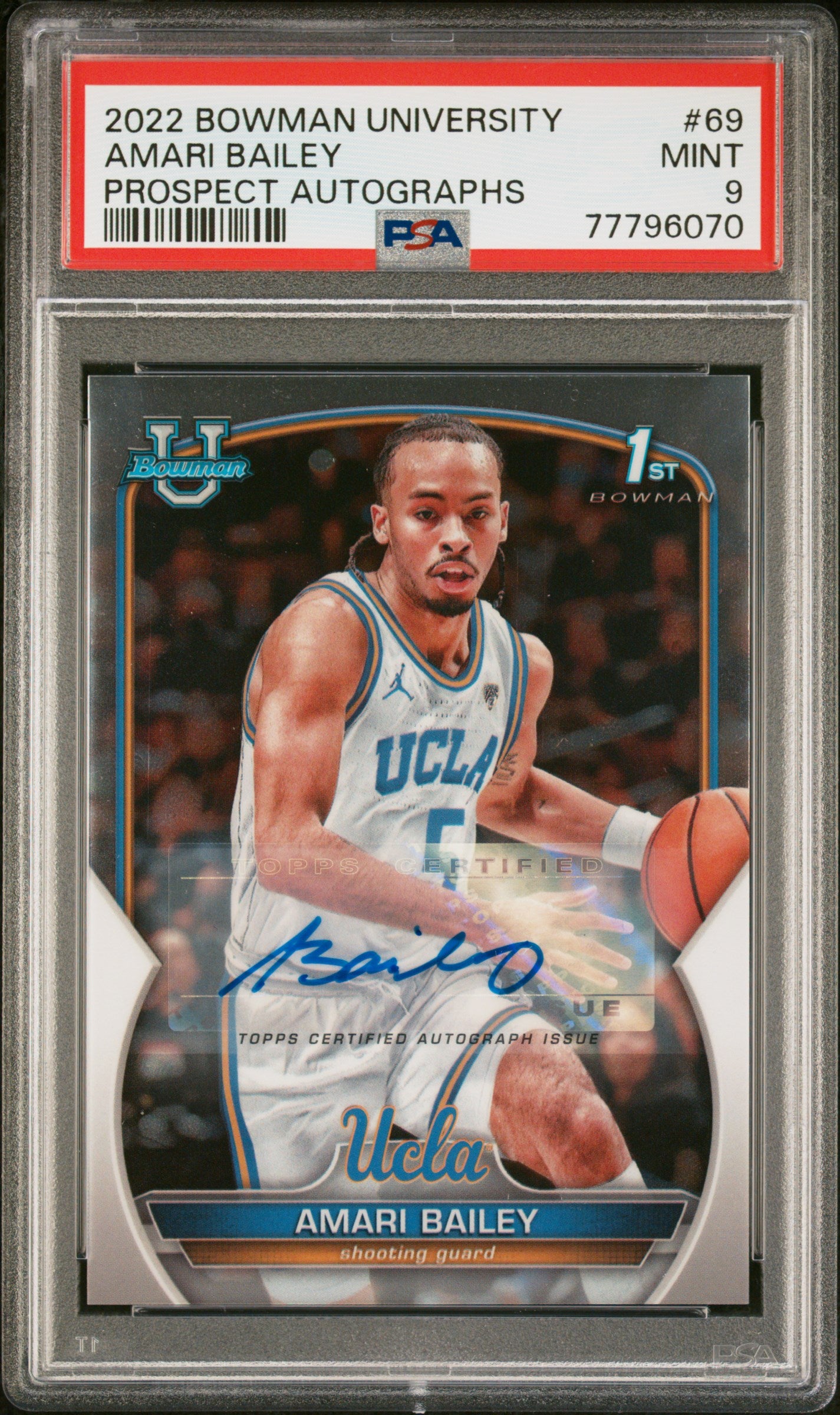 2022 Bowman 69 Amari Bailey Prospect Autographs PSA 9 Mint UCLA