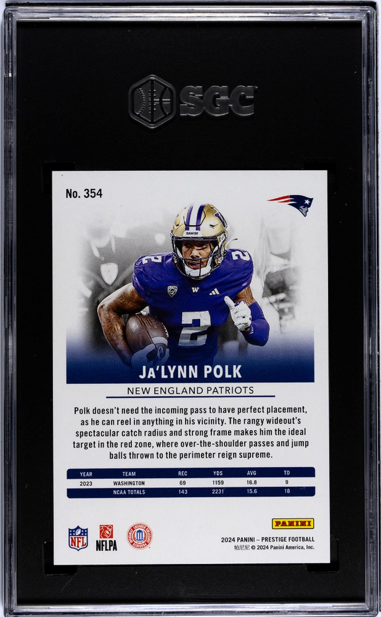 2024 Panini Prestige #354 Ja'Lynn Polk Xtra Points Red 609/999 SGC 10