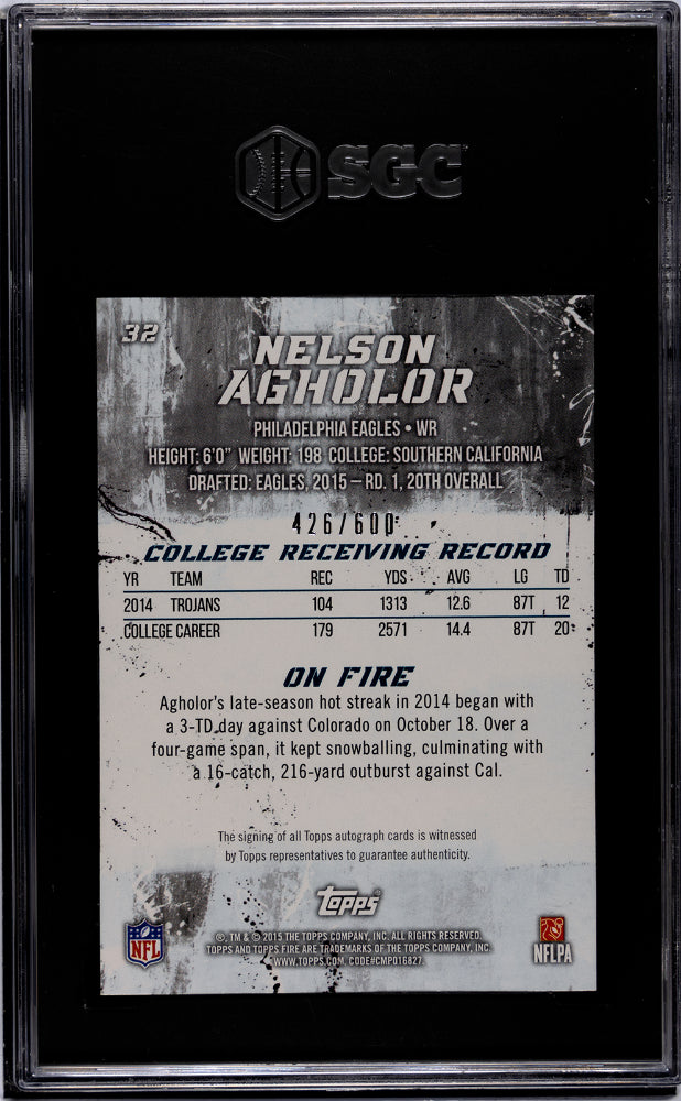 2015 Topps Fire #32 Nelson Agholor /600 SGC 9.5