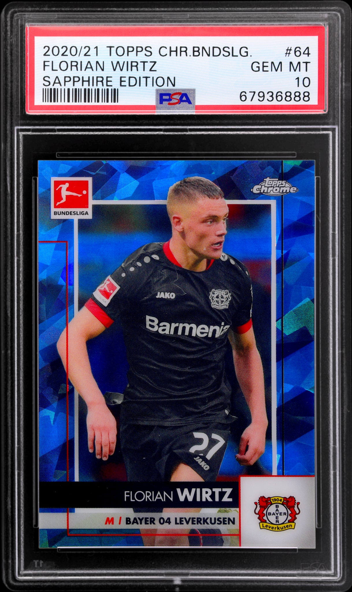 2020 Topps Chrome Sapphire Bundesliga #64 Florian Wirtz PSA 10