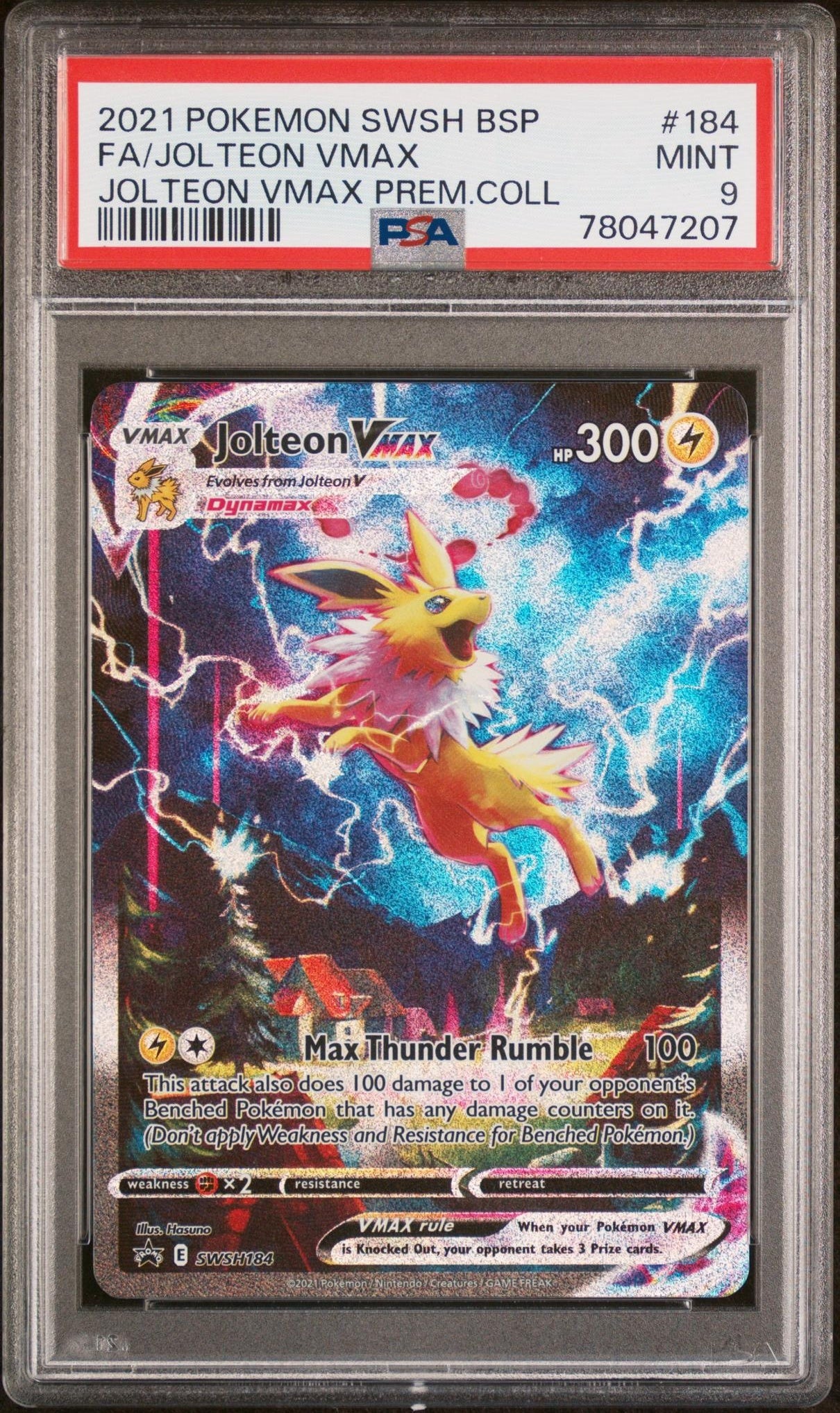 2019 Pokemon Sword and Shield Black Star Promos #SWSH184 Jolteon Vmax PSA 9