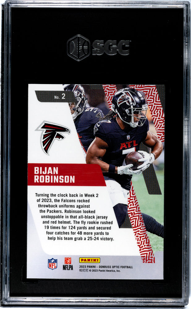 2023 Donruss Optic #2 Bijan Robinson Primary Colors SGC 9.5