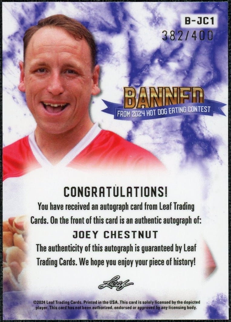 2024 Leaf Joey Chestnut Banned From Hot Dog Eating Contest Auto /400