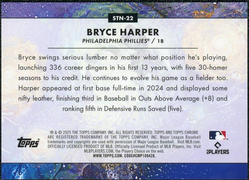 2025 Topps Chrome STN-22 Bryce Harper Stars In The Night